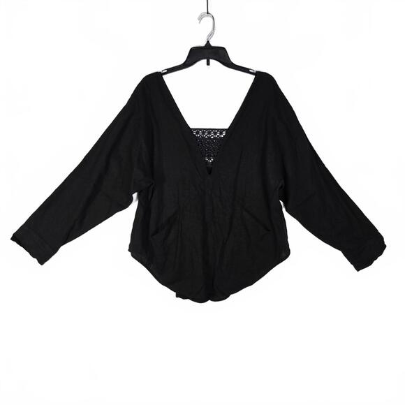 Free People Tops - Free People Oversized Women's Sm Linen Blend V-Neck Long Sleeve Top Boho Hippie